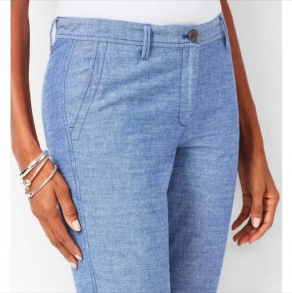 Talbot's Girlfriend Chino 100% Cotton Pants Women's 10 Light Blue Pockets EUC - Picture 3 of 15